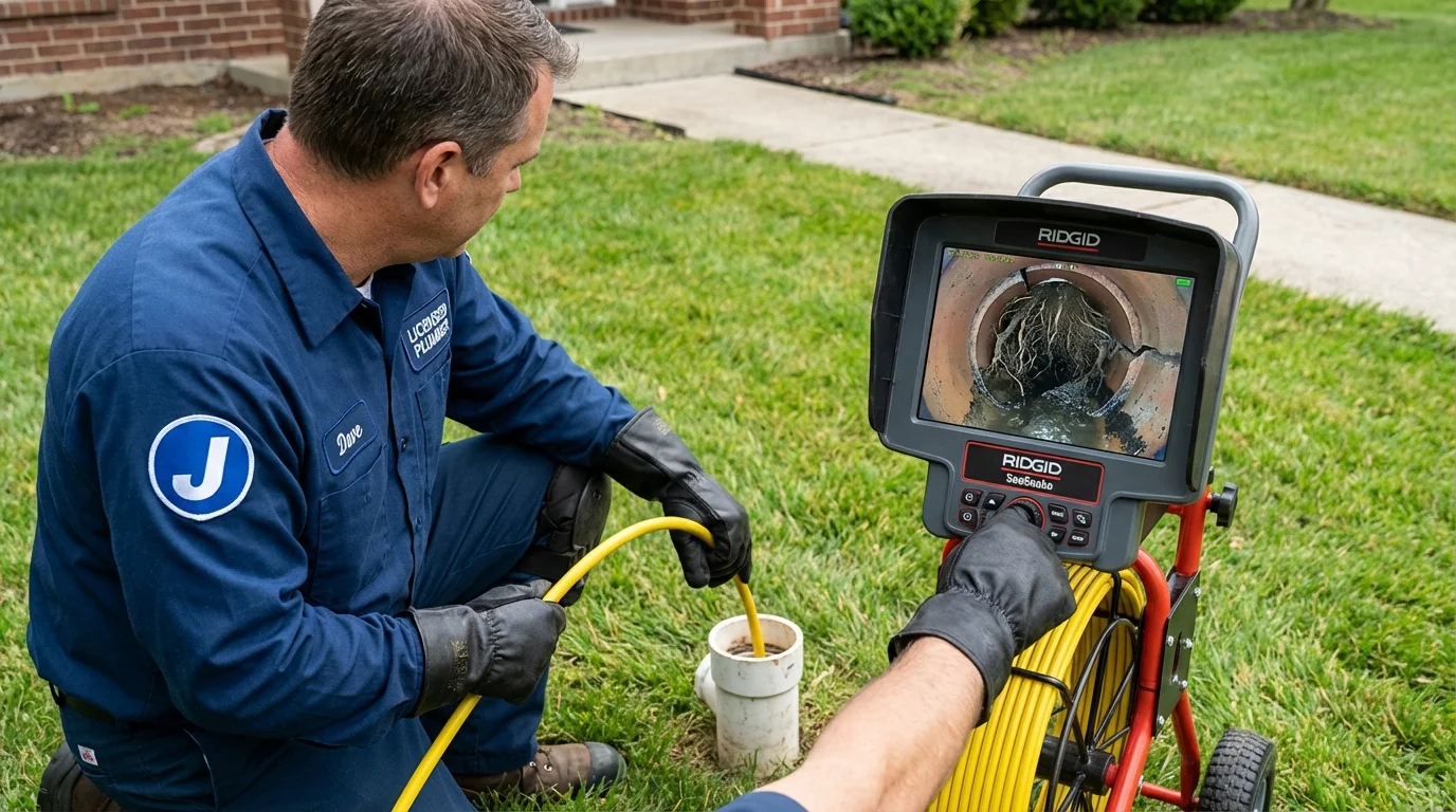 Sewer camera inspection being performed by Johns Plumbing LLC in Stony Point