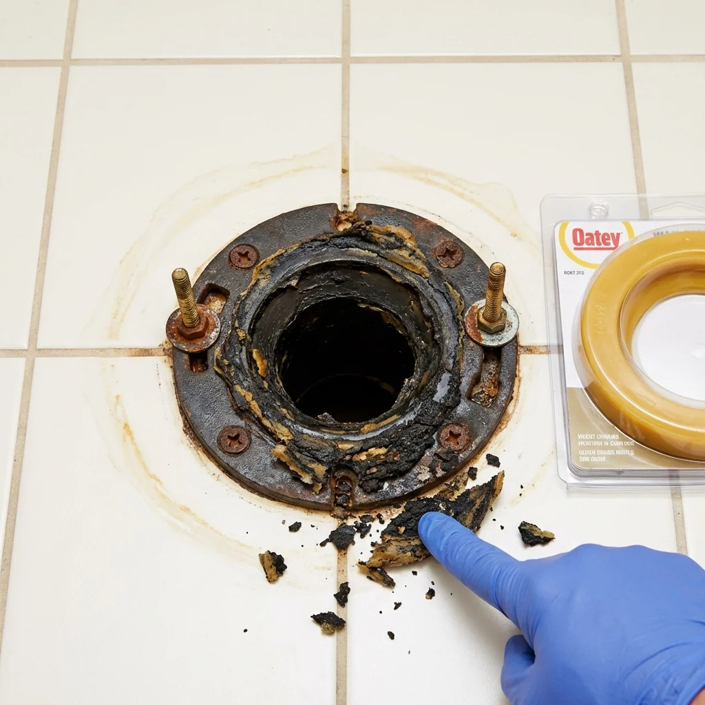Failed wax ring showing water seepage at the base of a toilet in a Stony Point, NY home