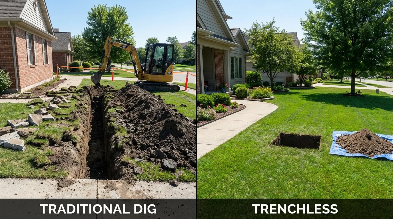 Trenchless sewer repair with minimal yard damage versus traditional excavation in Stony Point, NY
